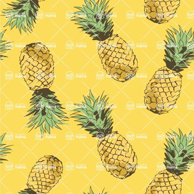 Nature Backgrounds, Patterns and Frames Themed Graphic Collection - Modern Pineapple Vector Pattern